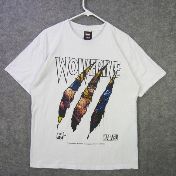 Marvel Wolverine Shirt Mens Large White HUF Claw Graphic Tee T-Shirt Comic Book - Picture 1 of 7